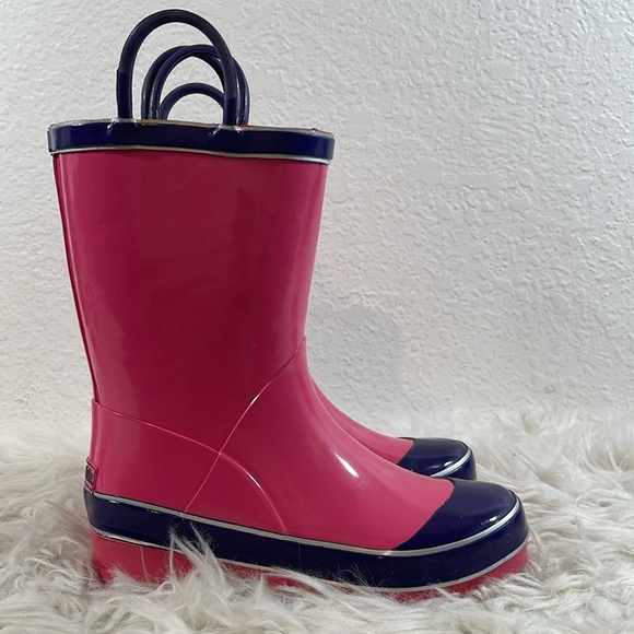 Northside Little Girls' Classic Solid Rainboot Pink / Purple Slip On Size 1 NEW - Picture 5 of 15